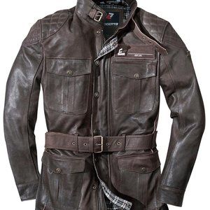 FC MOTO Bogotto Bristol Leather MOTORCYCLE Jacket Brown Men's Large 52 BRAND NEW